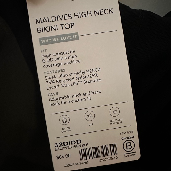 Athleta - Maldives High Neck Bikini Top, 32D/DD NWT! - Picture 6 of 6